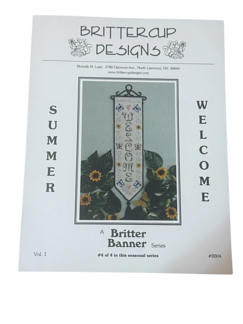 Crossstitch Needlepoint Brochure Brittercup Designs Summer Welcome Cross Stitch